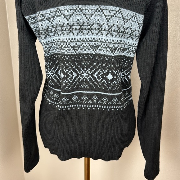 NILS Skiwear Baby Blue and Black Wool-Blend Geometric Turtleneck Sweater sz L - Picture 9 of 12
